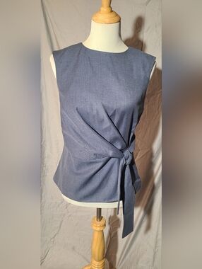 Ann Taylor Sleeveless Side-Tie Top in Slate Blue